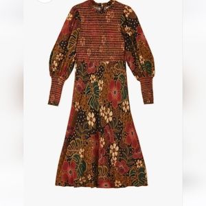 Nwot! Farm Rio flowered leopard long sleeve dress.
